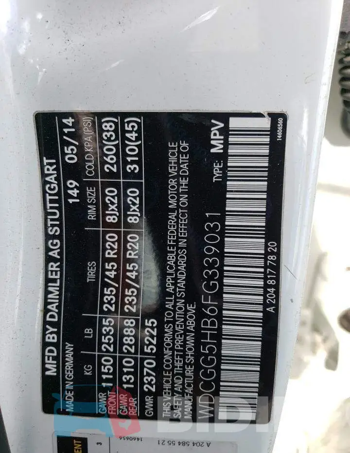 WDCGG5HB6FG339031 Photo# 13