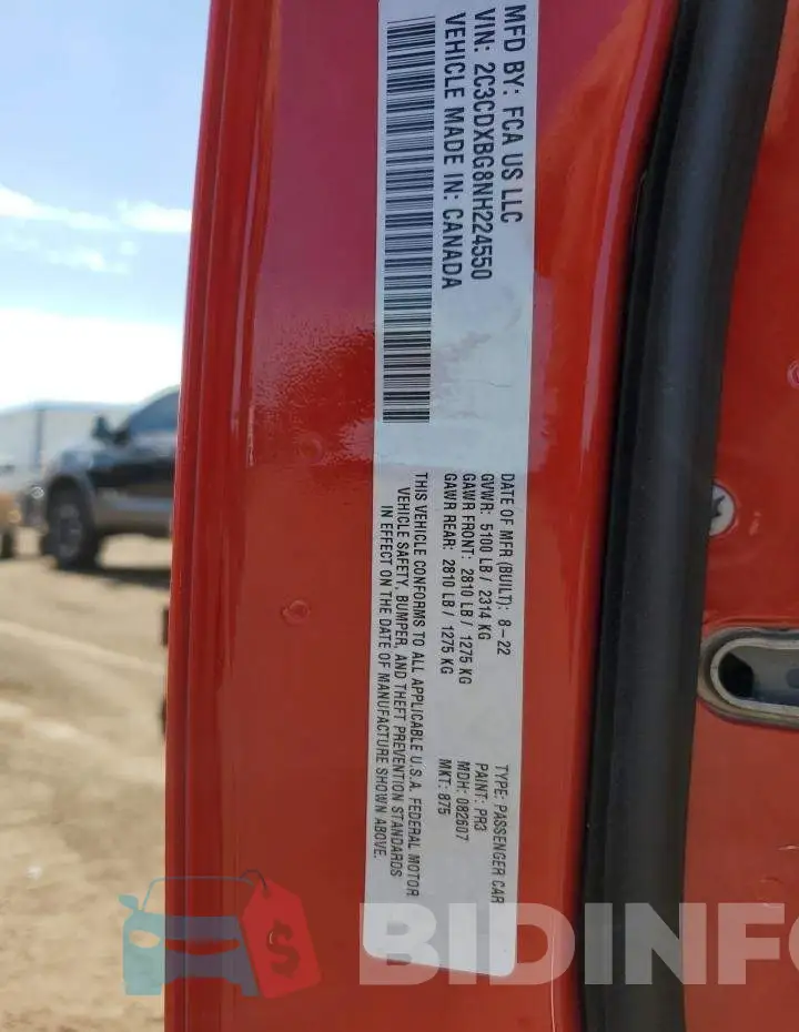 2C3CDXBG8NH224550 Photo# 13
