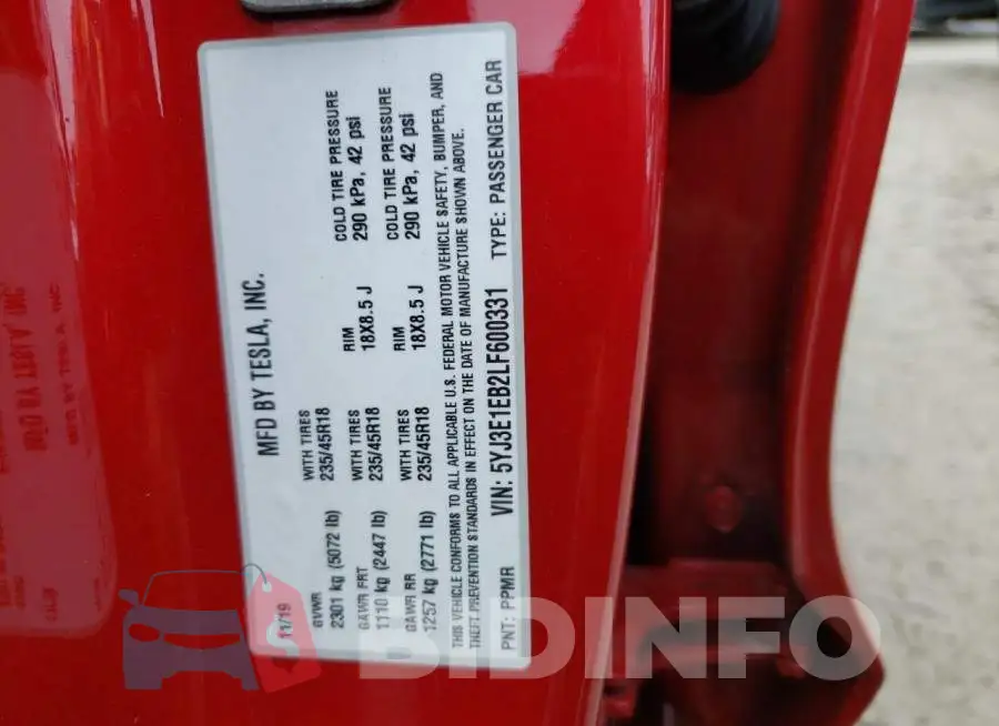 5YJ3E1EB2LF600331 Photo# 12
