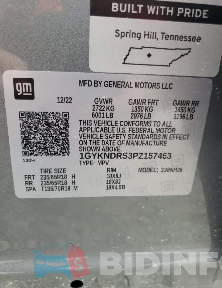 1GYKNDRS3PZ157463 Photo# 13
