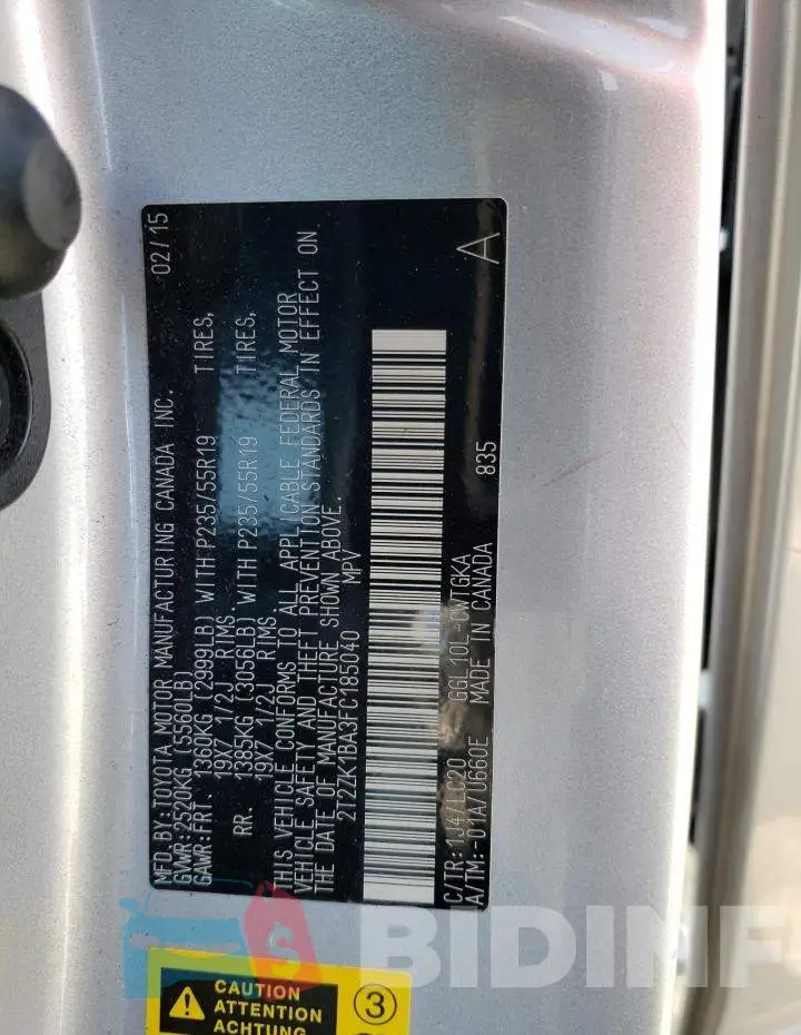 2T2ZK1BA3FC185040 Photo# 13
