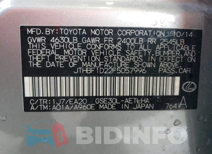 JTHBF1D22F5057996 Photo# 13