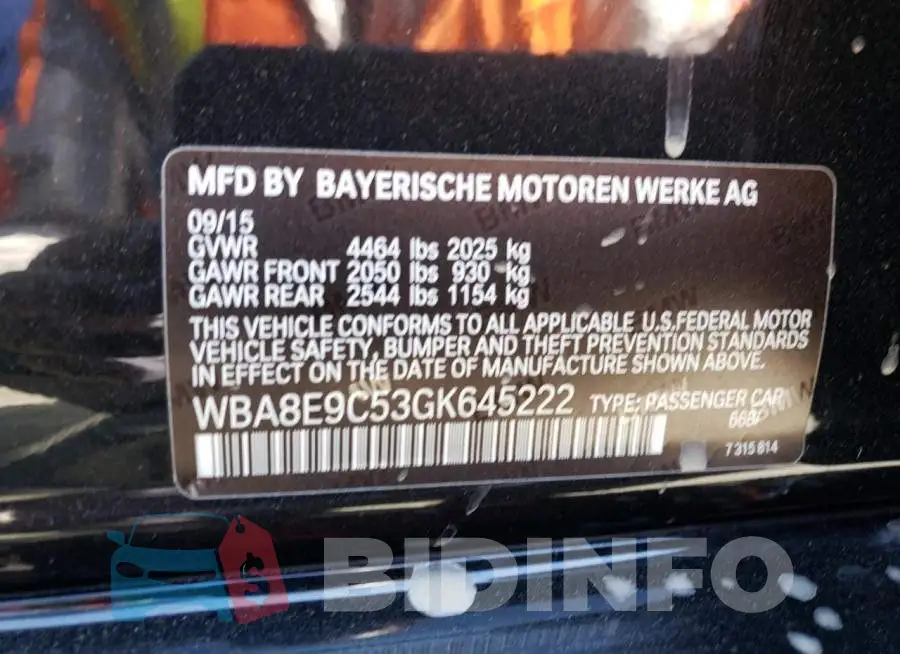 WBA8E9C53GK645222 Photo# 12