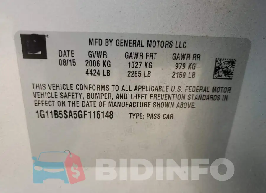 1G11B5SA5GF116148 Photo# 12