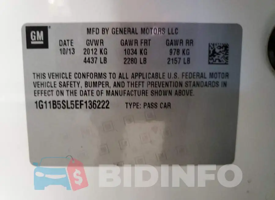 1G11B5SL5EF136222 Photo# 12