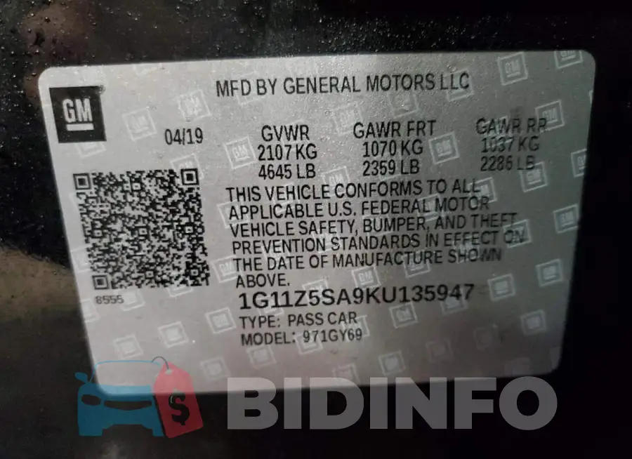 1G11Z5SA9KU135947 Photo# 12
