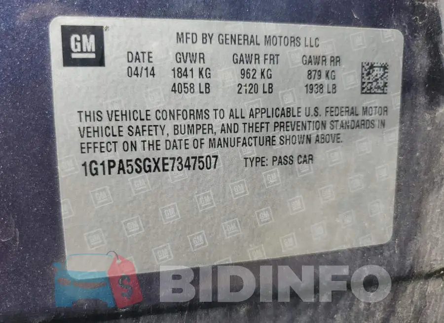 1G1PA5SGXE7347507 Photo# 12