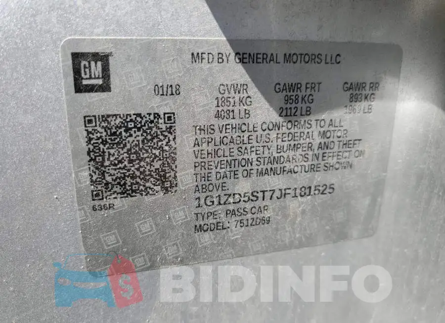 1G1ZD5ST7JF181525 Photo# 12