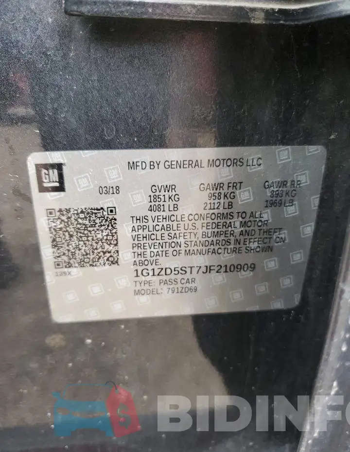 1G1ZD5ST7JF210909 Photo# 12