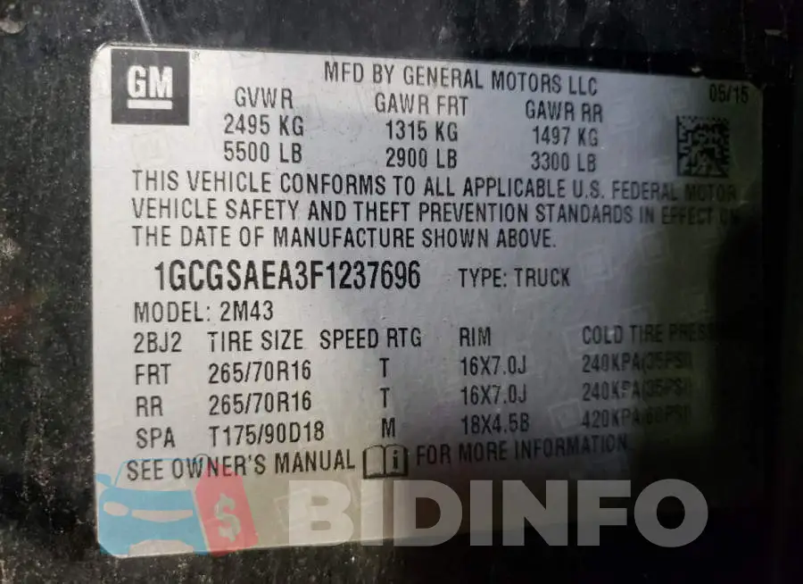 1GCGSAEA3F1237696 Photo# 12