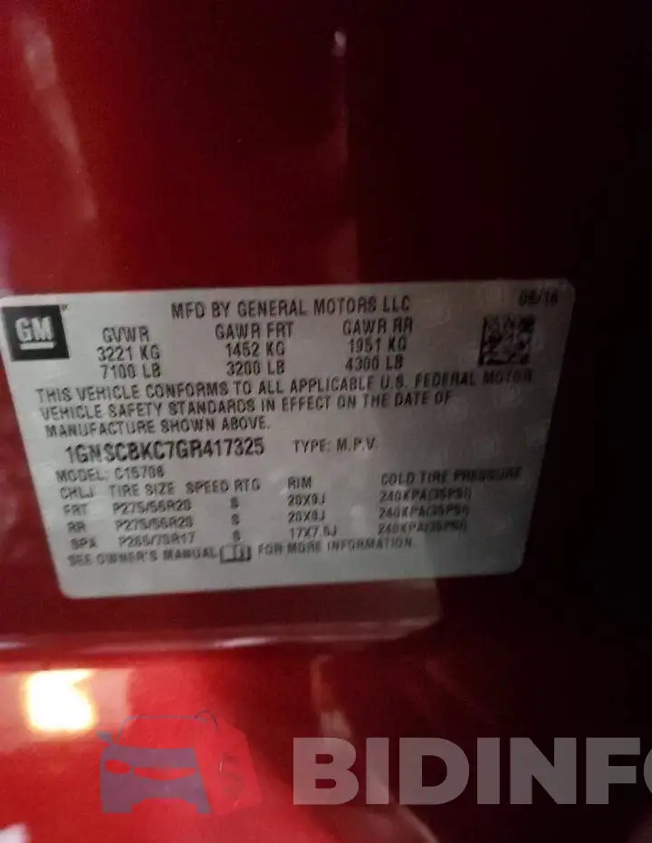 1GNSCBKC7GR417325 Photo# 14