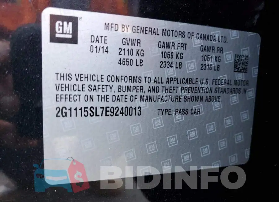 2G1115SL7E9240013 Photo# 12