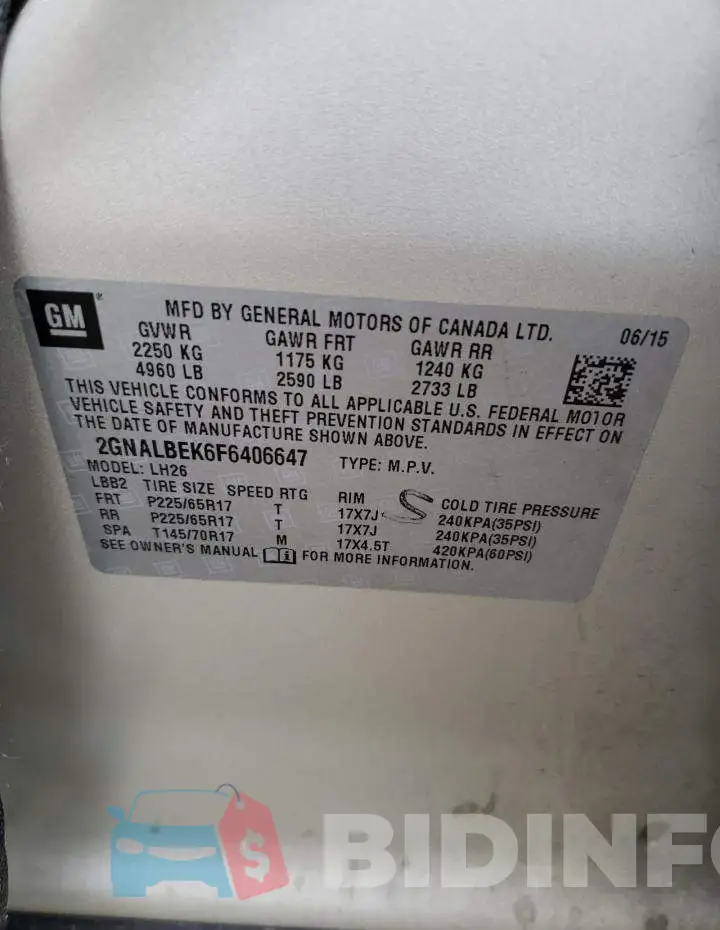 2GNALBEK6F6406647 Photo# 13