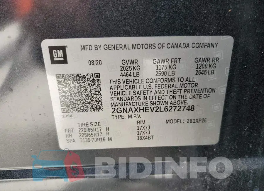 2GNAXHEV2L6272748 Photo# 13