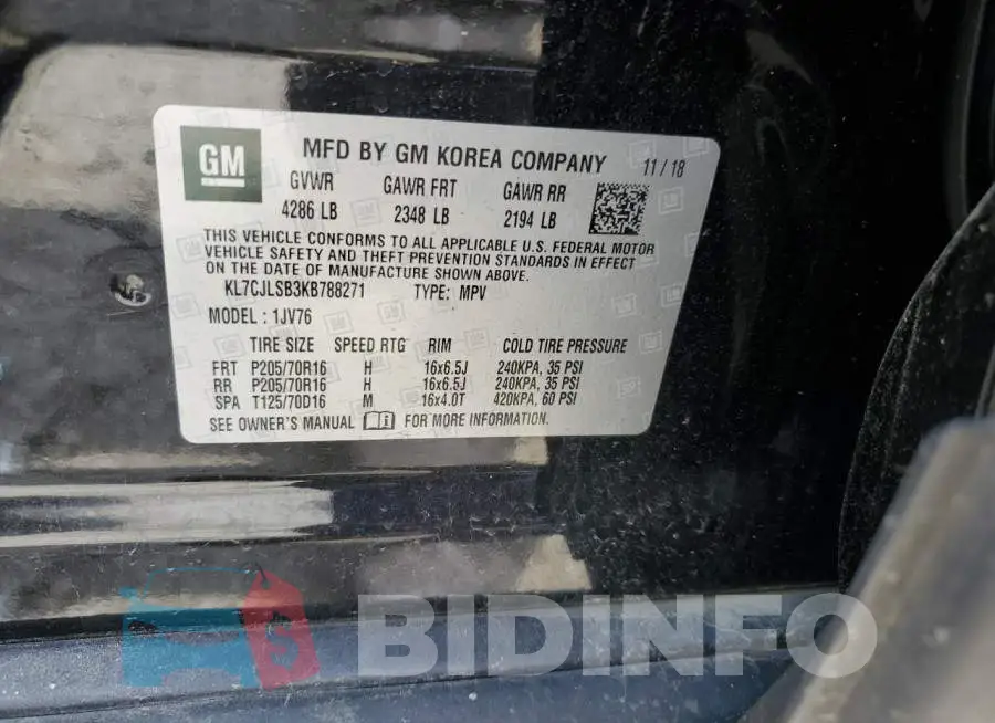 KL7CJLSB3KB788271 Photo# 13