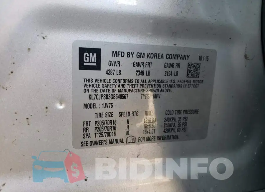 KL7CJPSB3GB540567 Photo# 13