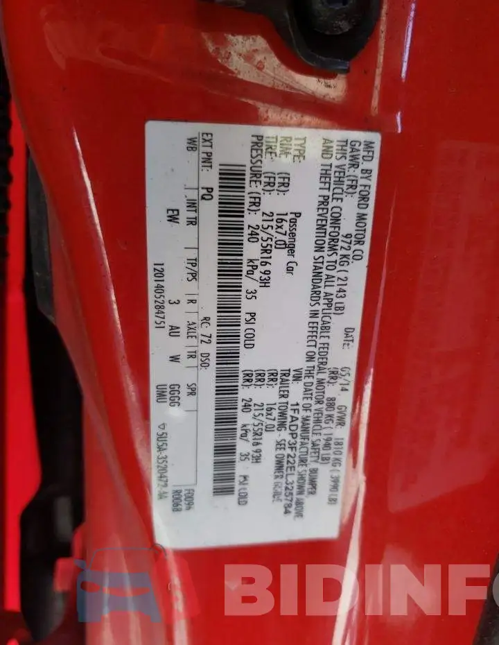 1FADP3F22EL325784 Photo# 12