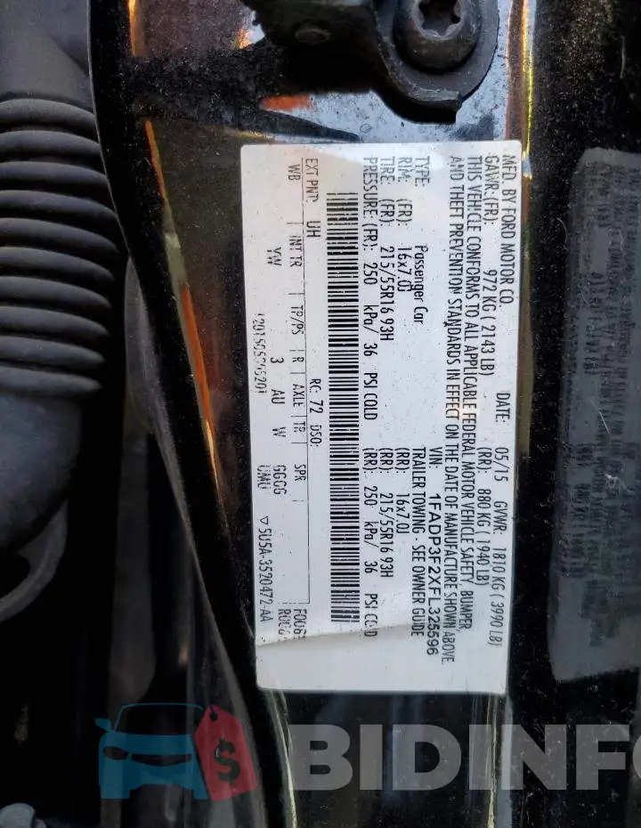 1FADP3F2XFL325596 Photo# 12