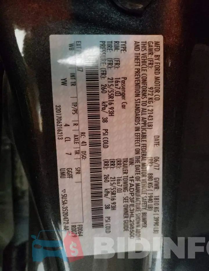 1FADP3FE3HL298500 Photo# 12