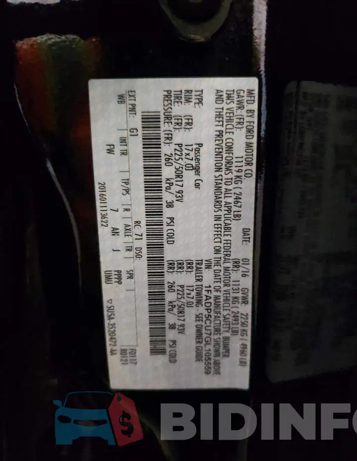 1FADP5CU7GL105559 Photo# 13