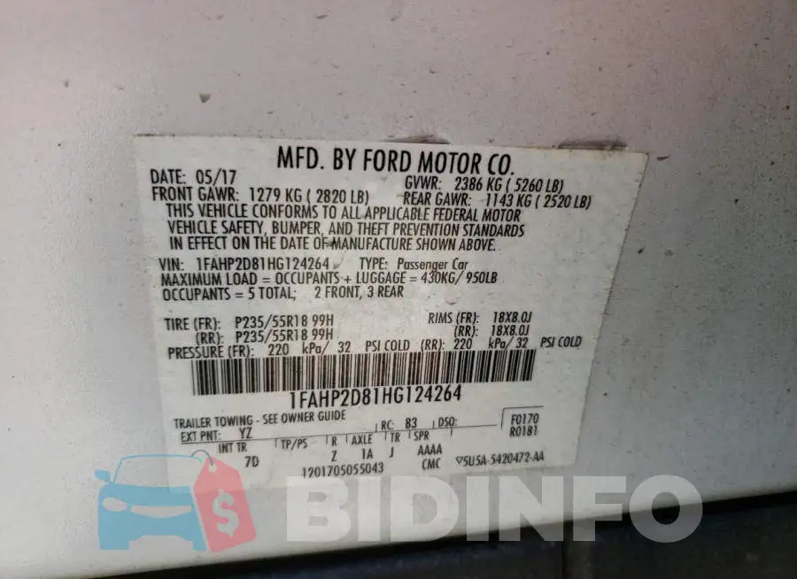 1FAHP2D81HG124264 Photo# 12