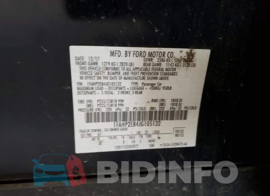 1FAHP2E84JG105132 Photo# 13
