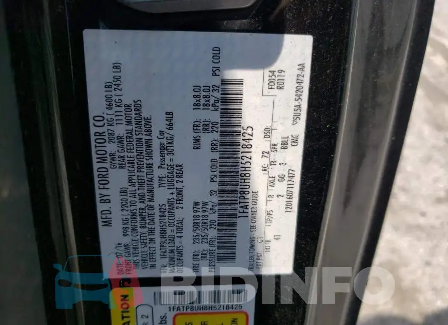1FATP8UH8H5218425 Photo# 13