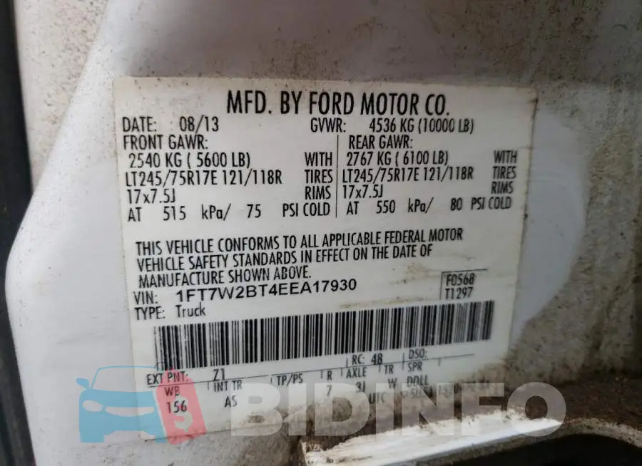 1FT7W2BT4EEA17930 Photo# 10