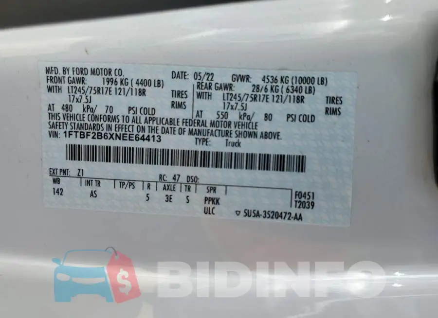 1FTBF2B6XNEE64413 Photo# 12