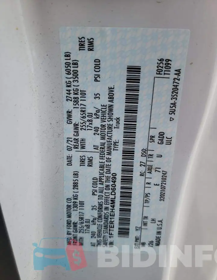 1FTER1EH4MLD60490 Photo# 12