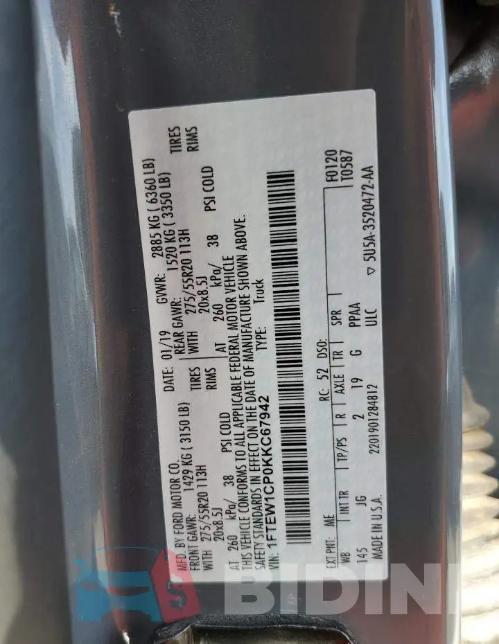 1FTEW1CP0KKC67942 Photo# 12
