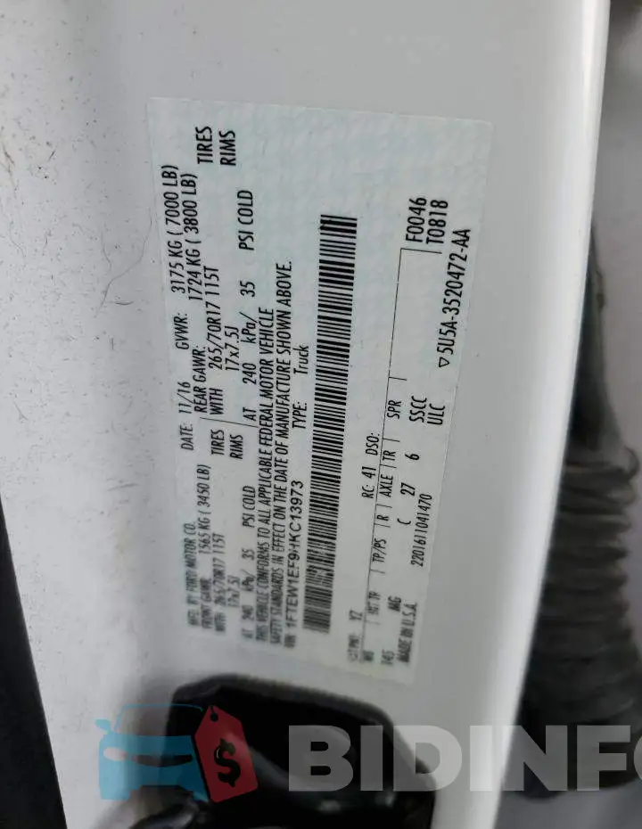 1FTEW1EF9HKC13973 Photo# 12