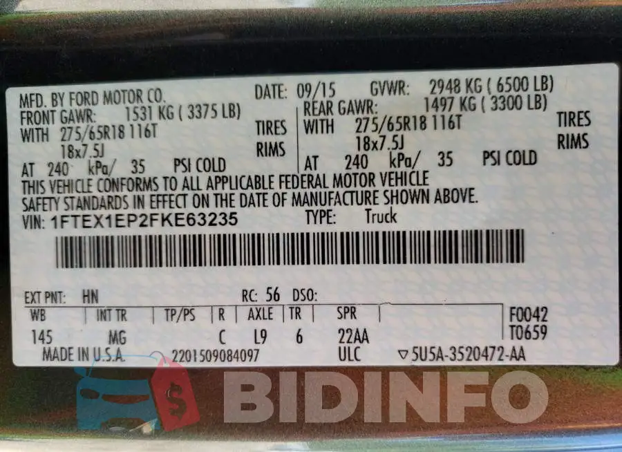 1FTEX1EP2FKE63235 Photo# 13