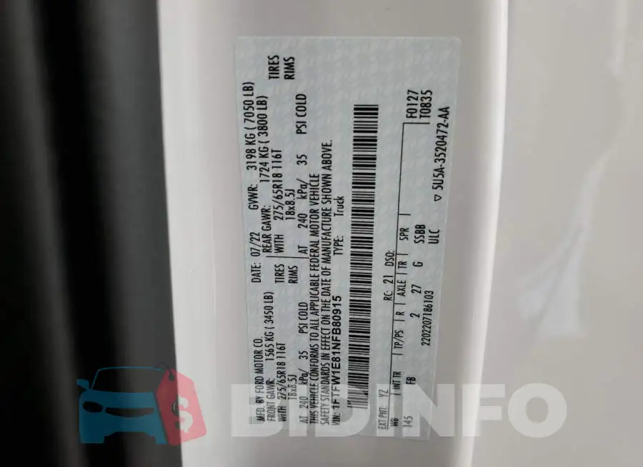 1FTFW1E81NFB80915 Photo# 12
