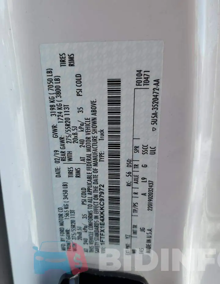 1FTFX1E4XKKC97972 Photo# 12