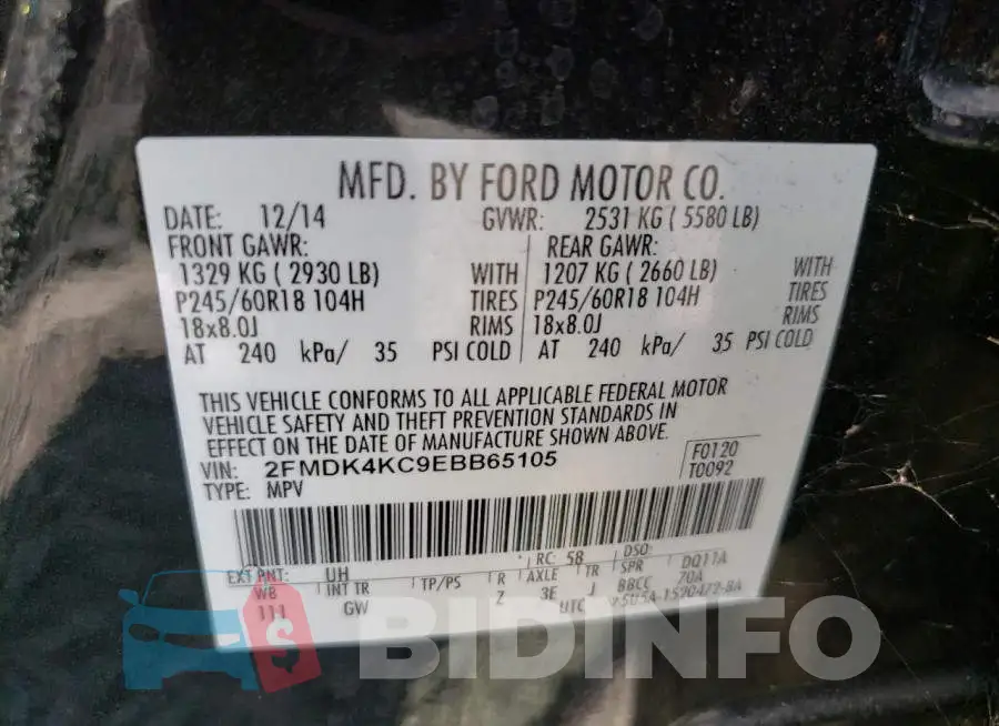 2FMDK4KC9EBB65105 Photo# 14
