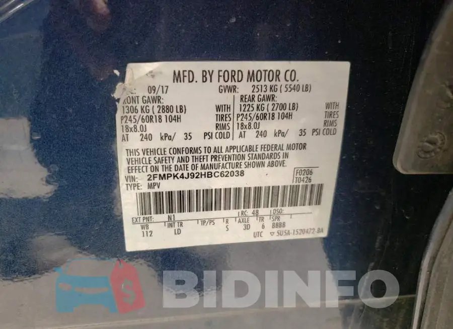 2FMPK4J92HBC62038 Photo# 13