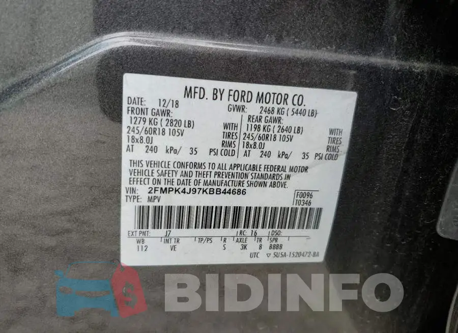 2FMPK4J97KBB44686 Photo# 13