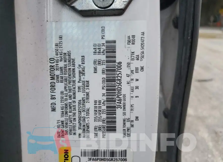 3FA6P0HD5GR257006 Photo# 12