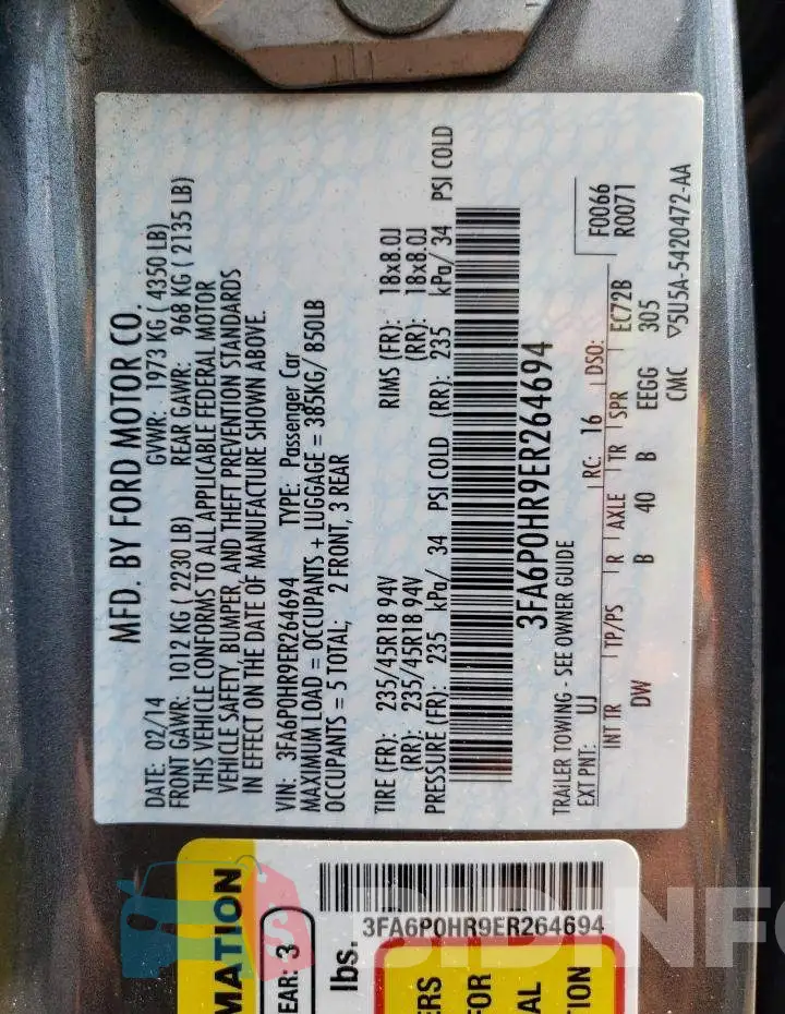 3FA6P0HR9ER264694 Photo# 12