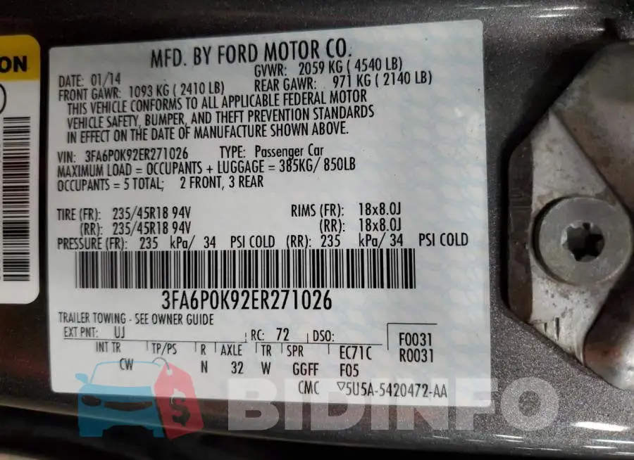 3FA6P0K92ER271026 Photo# 13