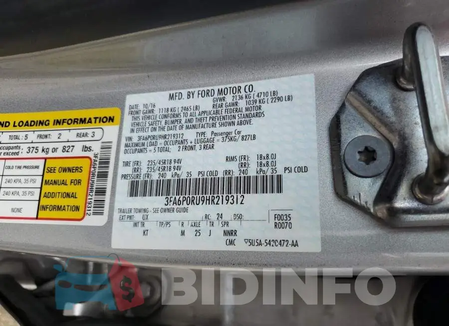 3FA6P0RU9HR219312 Photo# 12