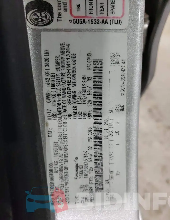 3FADP4EJ3HM113204 Photo# 12