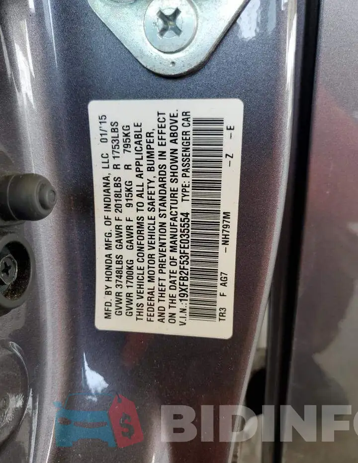 19XFB2F53FE035554 Photo# 12