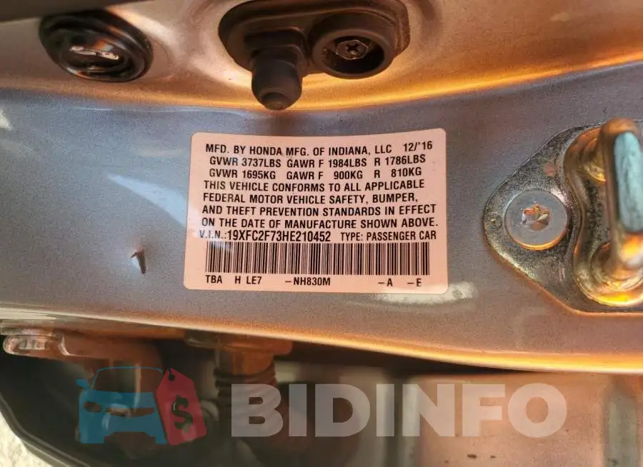 19XFC2F73HE210452 Photo# 12