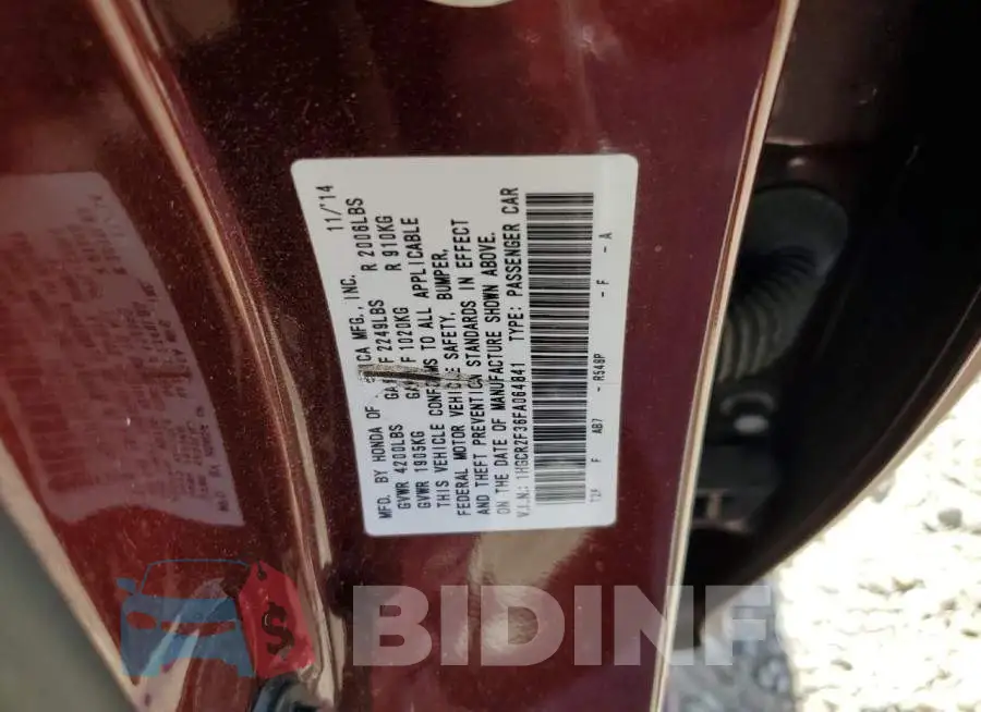1HGCR2F36FA064841 Photo# 12