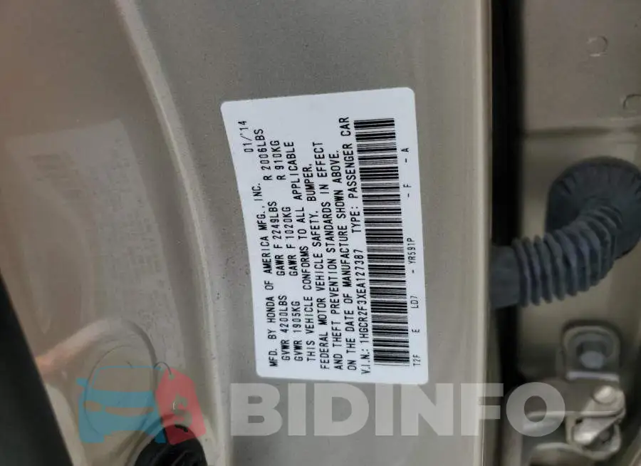 1HGCR2F3XEA127387 Photo# 12
