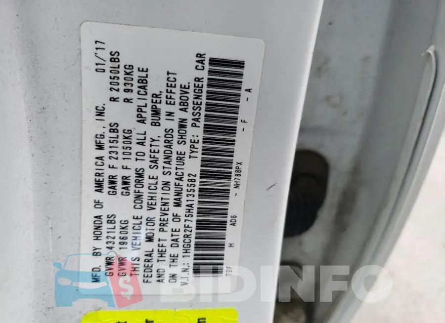 1HGCR2F75HA135582 Photo# 13