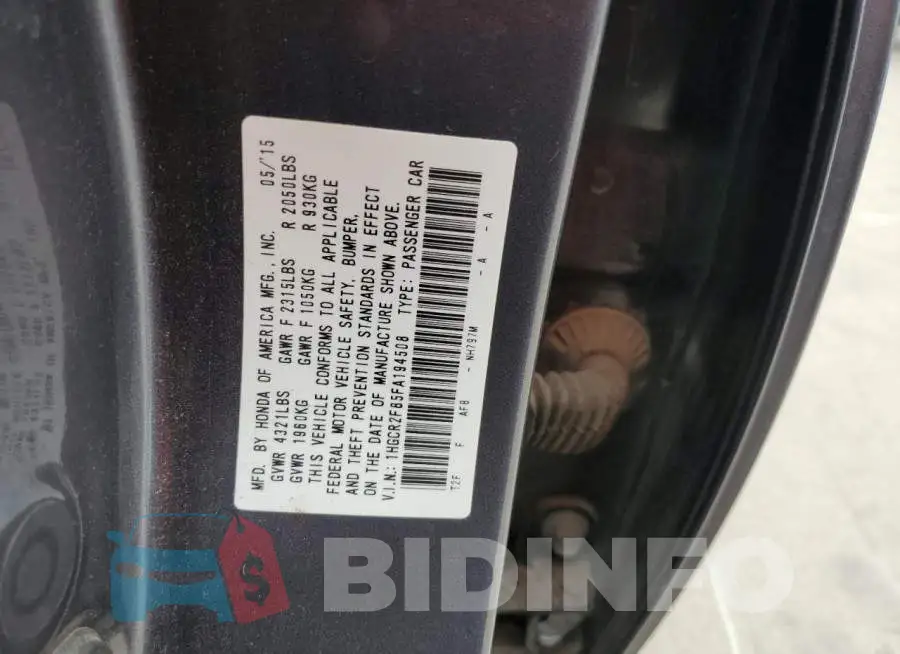 1HGCR2F85FA194508 Photo# 12