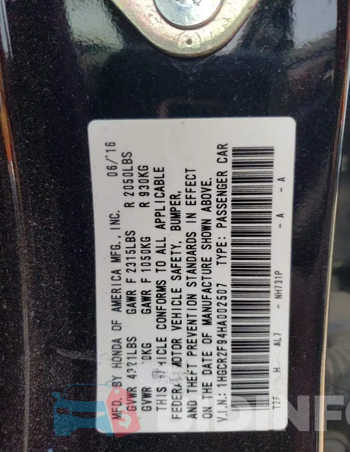 1HGCR2F94HA002507 Photo# 12